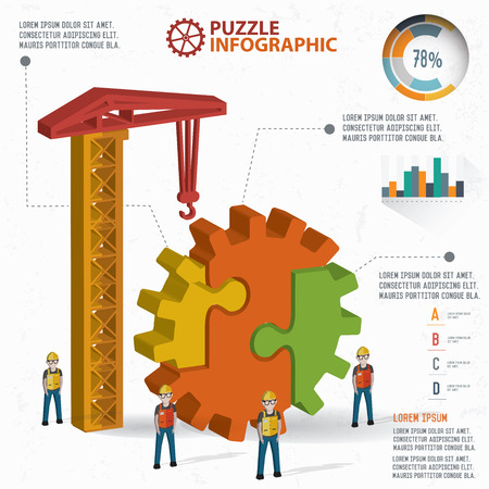 Gear puzzle design,info graphic design,clean vectorのイラスト素材
