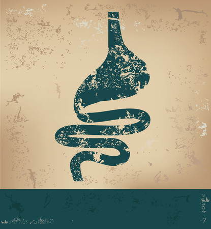 Stomach design on old paper background,grunge concept,vectorのイラスト素材