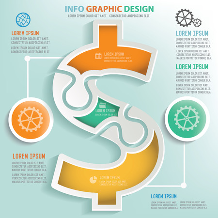 Dollar info graphic design, Business concept design. Clean vector.のイラスト素材