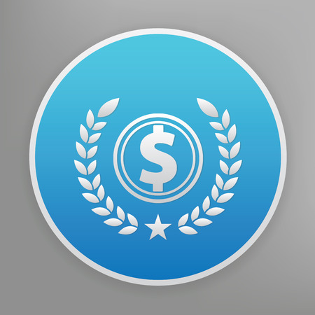 Dollar design icon on blue button,clean vectorのイラスト素材