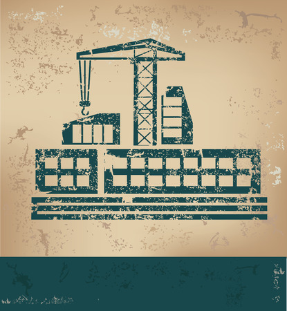 Construction design on old paper background,grunge concept,vectorのイラスト素材
