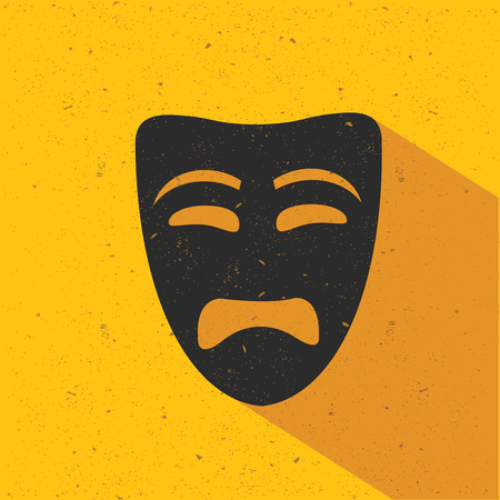 Sad mask icon design on yellow backgroundのイラスト素材