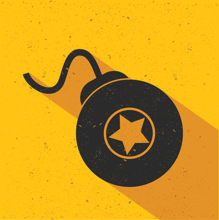 Bomb icon design on yellow backgroundのイラスト素材
