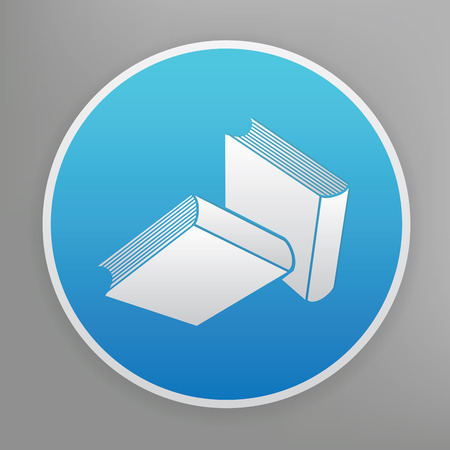 Book design icon on blue buttonのイラスト素材