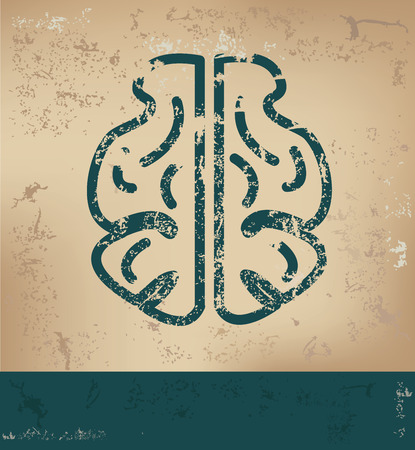 Brain design on old paper background,grunge concept,vectorのイラスト素材