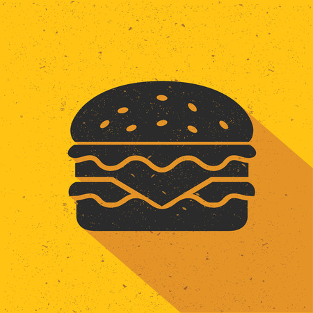 Hamburger design on yellow backgroundretro yellow backgroundclean vectorのイラスト素材