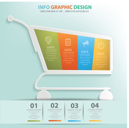 Shopping cart info graphic design, Business concept design. Clean vector.のイラスト素材