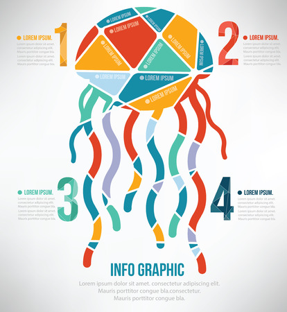 Squid puzzle info graphic design,clean vectorのイラスト素材