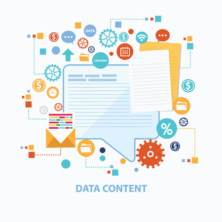 Data content concept design on white background,clean vectorのイラスト素材
