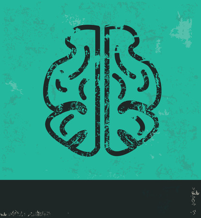Brain design on green background,grunge vectorのイラスト素材