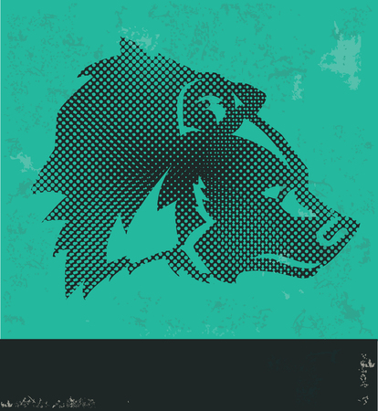 Bear design on green background,grunge vectorのイラスト素材