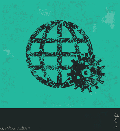 Gear,global design on green background,grunge vectorのイラスト素材