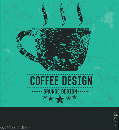 Coffee design on green background,grunge vectorのイラスト素材