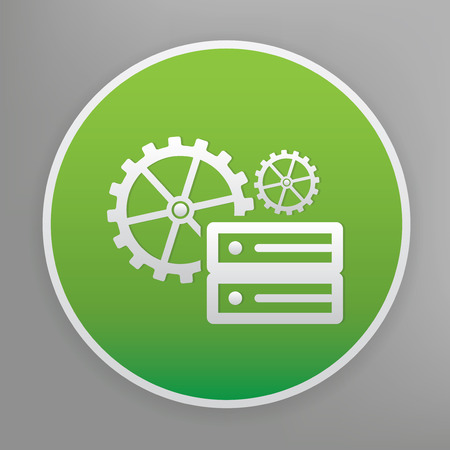 Database design icon on green button,clean vectorのイラスト素材