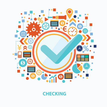 Checking concept design on white background,clean vectorのイラスト素材