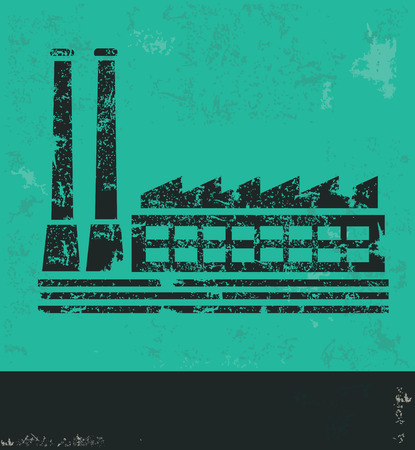 Factory industry design on green background,grunge vectorのイラスト素材