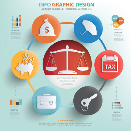 Justice and finance concept info graphic design, Business concept design.のイラスト素材