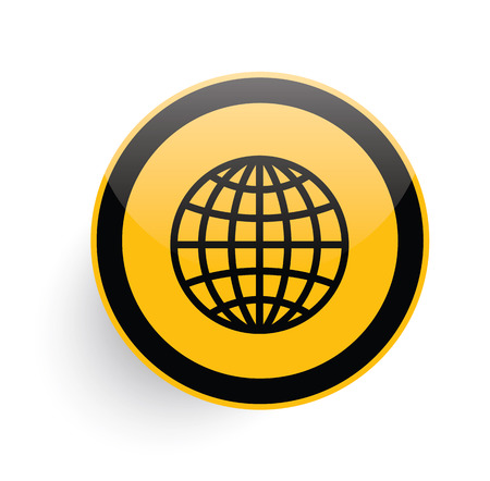 Global icon design on yellow button background,clean vectorのイラスト素材