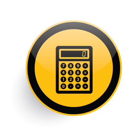 Calculator icon on yellow button background,clean vectorのイラスト素材