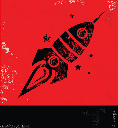 Rocket design on red backgroundのイラスト素材