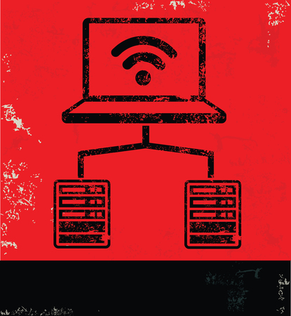 Internet,Networking design on red background, grunge vectorのイラスト素材