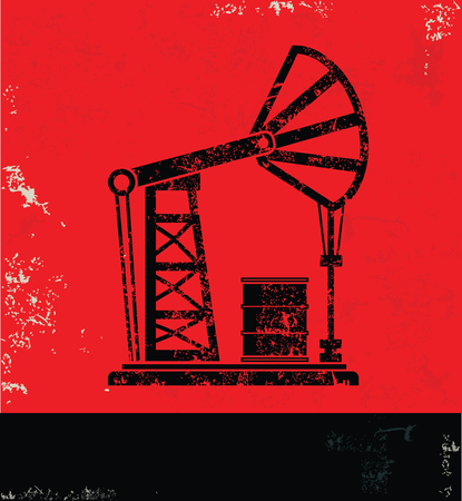Oil,Industry design on red background, grunge vectorのイラスト素材