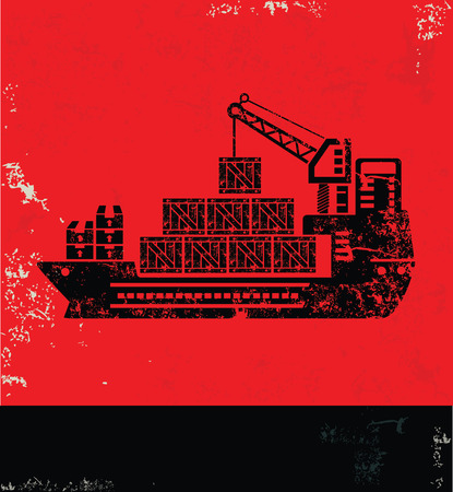 Shipping and transport design on red background, grunge vectorのイラスト素材