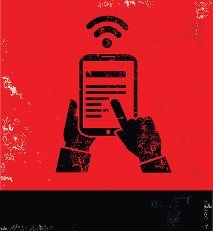 Internet,Networking design on red background, grunge vectorのイラスト素材