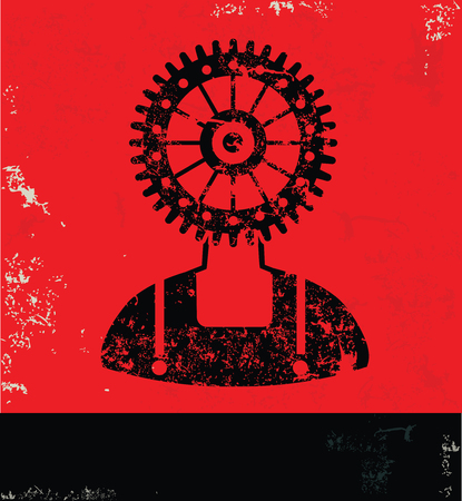 Gear,engineer design on red background, grunge vectorのイラスト素材