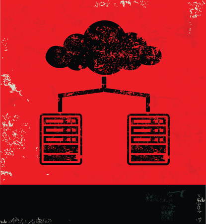 Cloud computing,Database,Networking design on red background, grunge vectorのイラスト素材