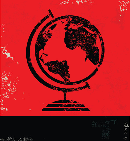 Global design on red background, grunge vectorのイラスト素材