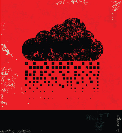 Cloud computing design on red background, grunge vectorのイラスト素材