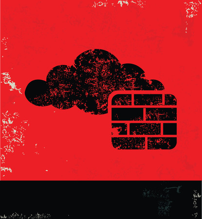 Cloud security design on red background, grunge vectorのイラスト素材