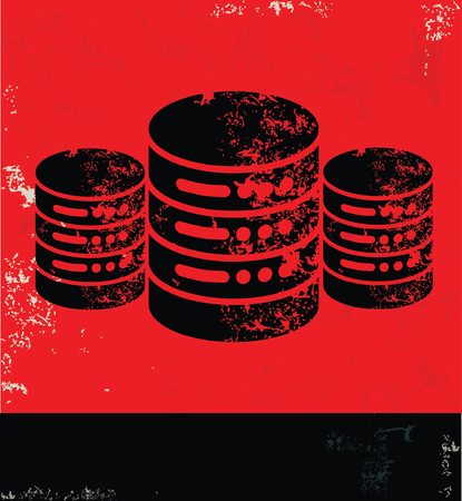 Database server design on red background, grunge vectorのイラスト素材