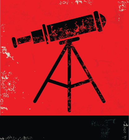 Telescope design on red background, grunge vectorのイラスト素材