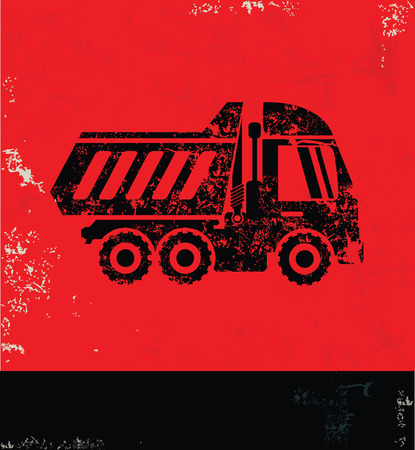 Truck design on red background, grunge vectorのイラスト素材