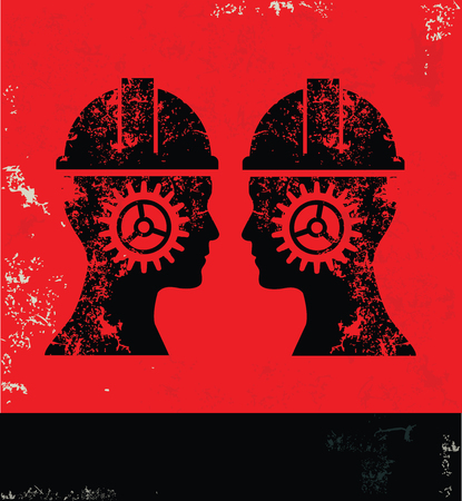 Engineer design on red background, grunge vectorのイラスト素材