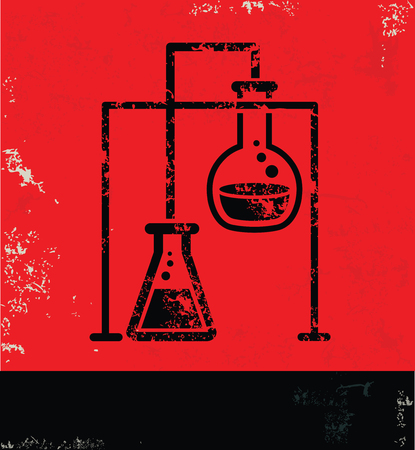 Science design on red background, grunge vectorのイラスト素材
