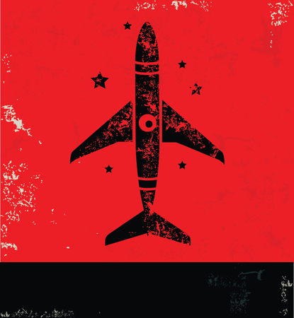 Rocket design on red background, grunge vectorのイラスト素材