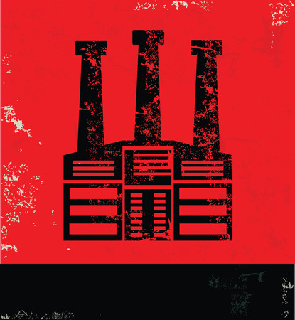 Industry design on red background, grunge vectorのイラスト素材