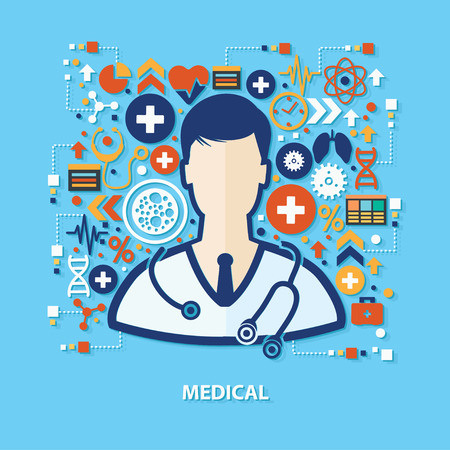 Medical concept design on blue background,clean vectorのイラスト素材