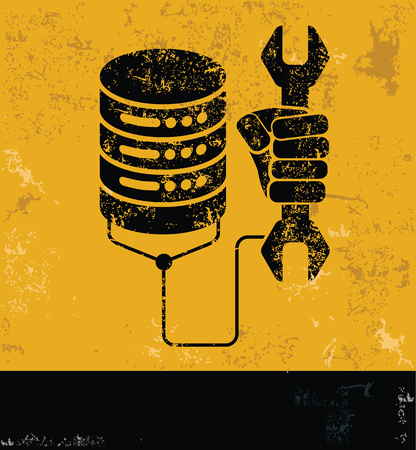 Database and maintenance concept design, yellow grunge vectorのイラスト素材