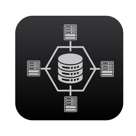 Network,database icon design on black button,clean vectorのイラスト素材