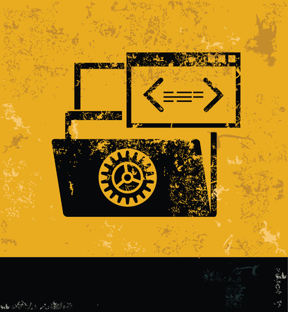 Data and file share concept design, yellow grunge vectorのイラスト素材