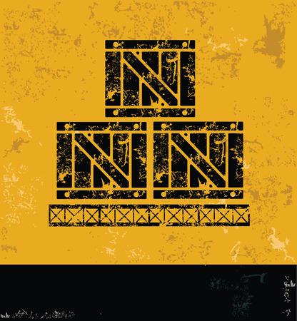 Cargo, box design on grunge yellow background, grunge vectorのイラスト素材