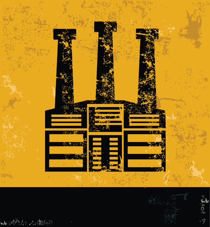 Factory and industry design on grunge yellow background, grunge vectorのイラスト素材