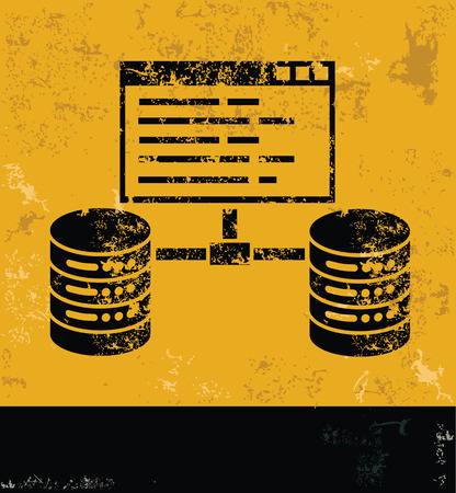 Networking and database design on grunge yellow background, grunge vectorのイラスト素材