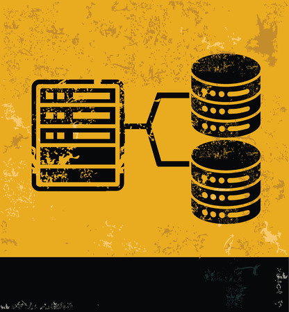 Connection and database design on grunge yellow background, grunge vectorのイラスト素材