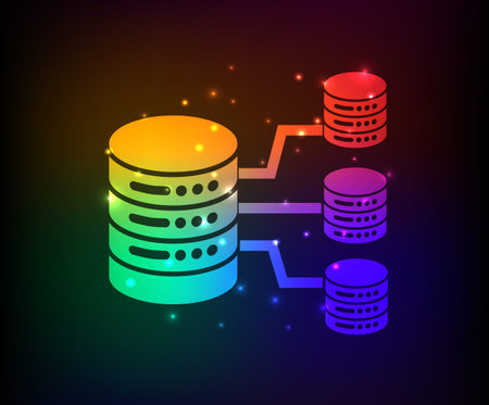 Database service,network design,abstract rainbow concept,clean vectorのイラスト素材