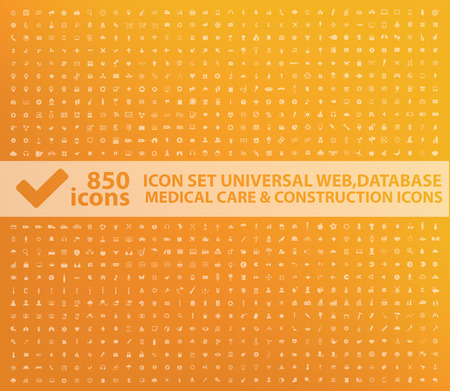 850 big icon set,universal web,database,medical,construction design,vectorのイラスト素材